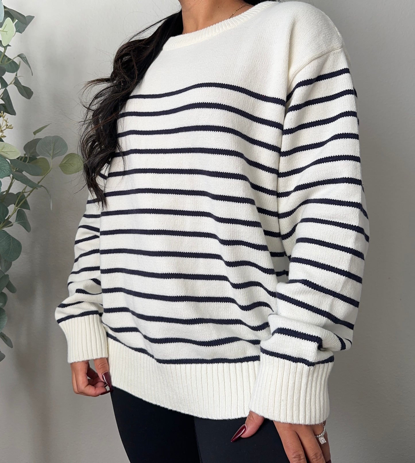 Janely Sweater (White and Blue)