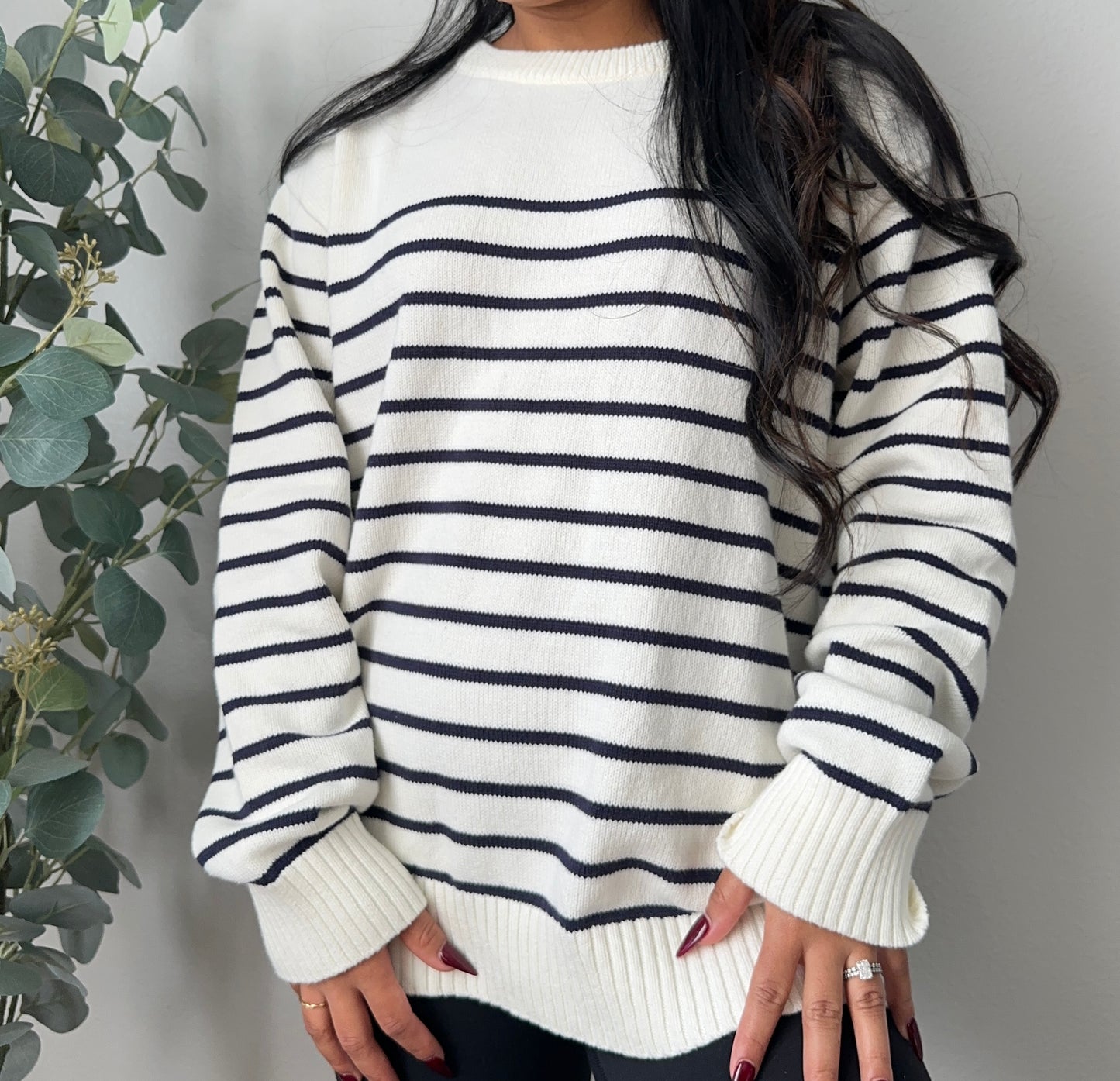 Janely Sweater (White and Blue)