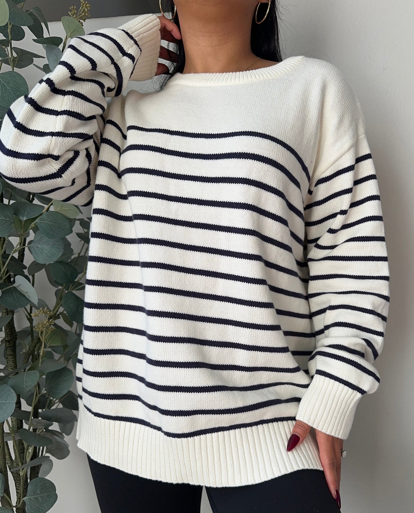 Janely Sweater (White and Blue)