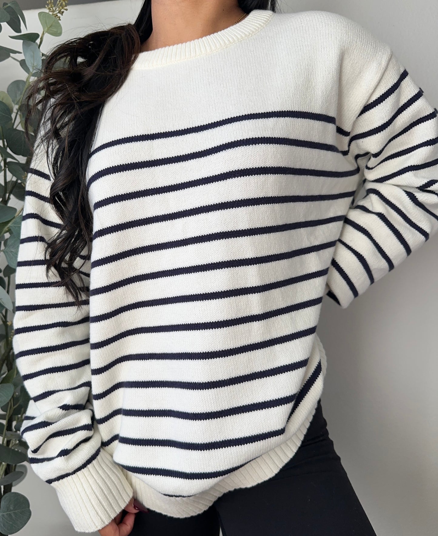 Janely Sweater (White and Blue)