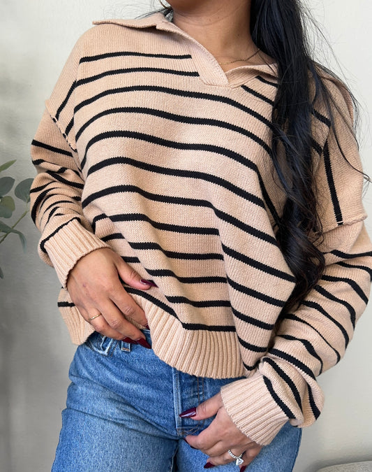 Kennedy Sweater (Tan and Black)