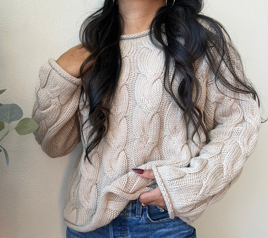 Catalina Sweater (Cable Knit - Tan)